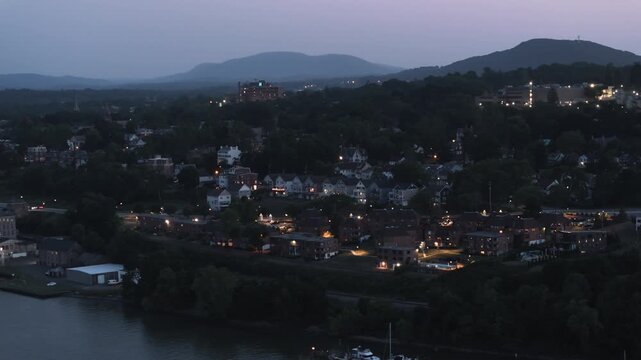 Aerial view of Newburgh at dusk