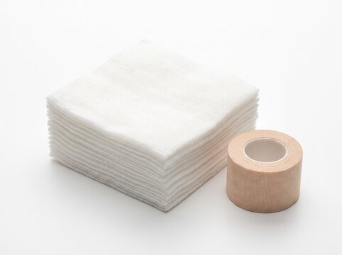 Medical Tape and Gauze Pads Stack
