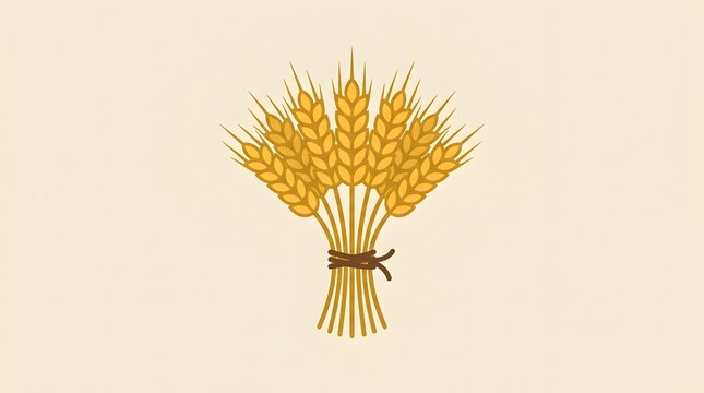 Bundle of golden wheat ears tied together with a dark ribbon illustration cereal grain agriculture icon wheat sheaf grain crop farm harvest symbol