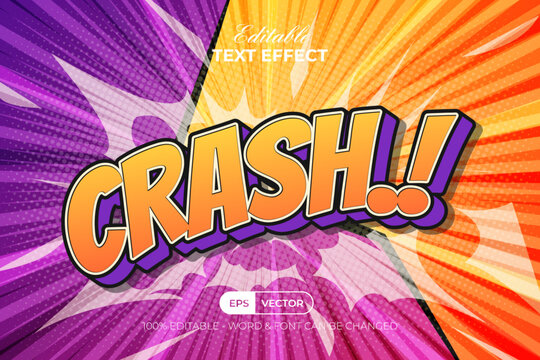 Crash 3D Editable Text Effect Comic Cartoon Pop Style.