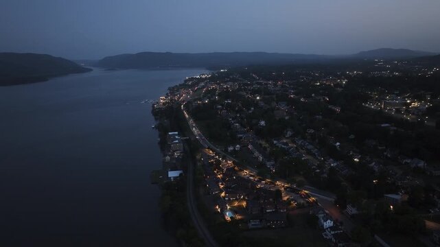 Aerial view of Newburgh at dusk