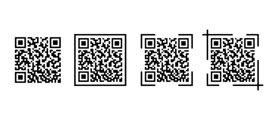 Fototapeta premium QR Code Scan Box Icon Set for Mobile Scanning, Digital Payment, Barcode and Technology. Vector Illustration.