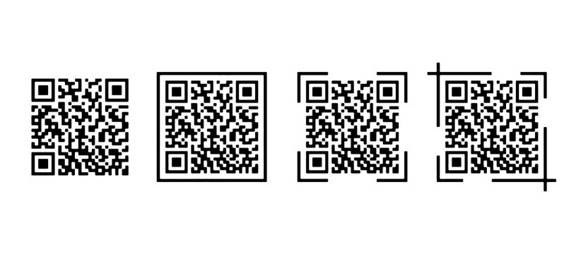 QR Code Scan Box Icon Set for Mobile Scanning, Digital Payment, Barcode and Technology. Vector Illustration.