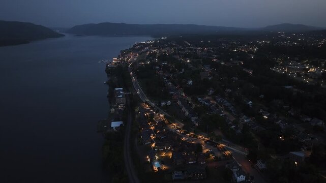 Aerial view of Newburgh at night