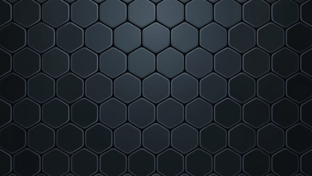 Dark hexagon texture background with metallic honeycomb pattern for technology and industrial design