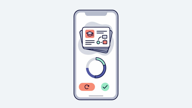 Micro learning mobile app with flashcard review elements for online students