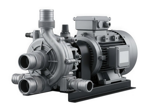 industrial electric water pump centrifugal motor equipment isolated on transparent background