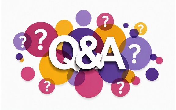 Colorful q&a question and answer bubbles with question marks