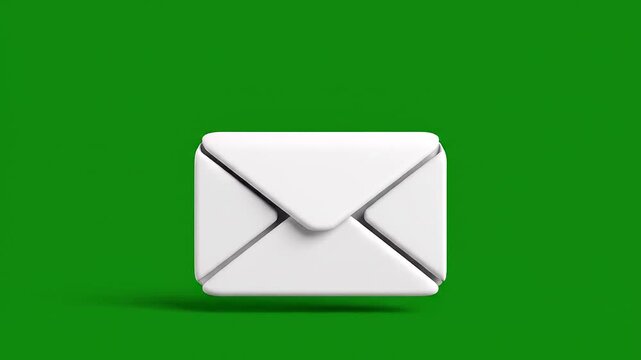 A white envelope icon centered on a vibrant green background with Korean text and a small pink heart below in a light.