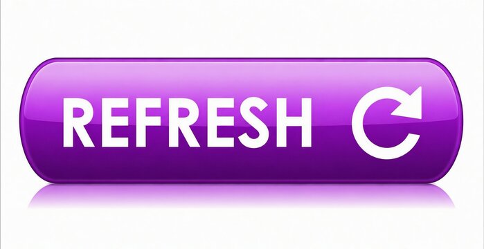 Purple refresh button with circular arrow icon in retro pixel style