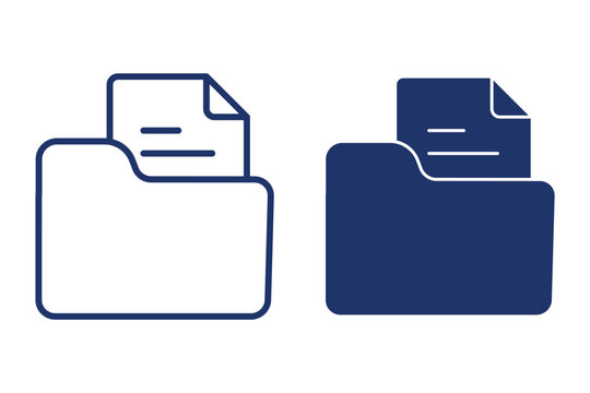 Folder management icon set featuring open and closed folders with search, settings and document symbols for file organization, storage, computer and vector design. File folders icon silhouette vector 