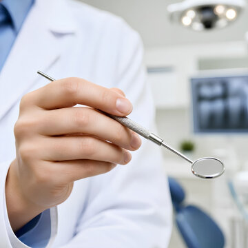 Odontoiatra con uno specchietto dentale