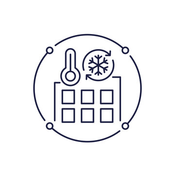 building cooling system icon in line design