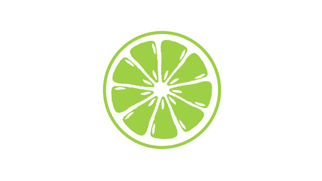 Fresh green lime slice slice vector illustration isolated on white background.