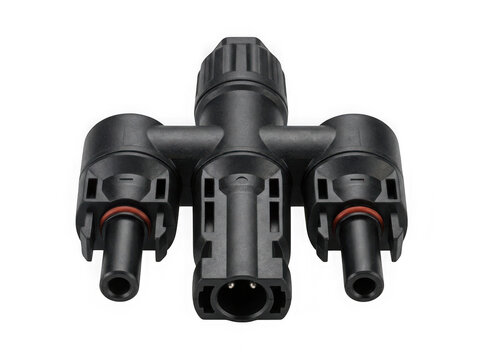 mc4 branch y connector solar panel photovoltaic cable adapter isolated on transparent background