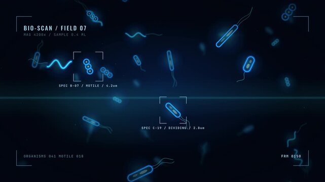 Abstract microba floating in navy background futuristics concept 