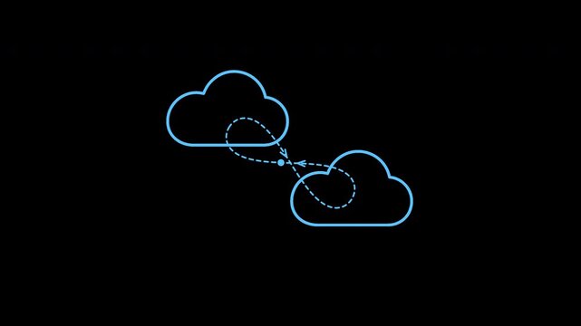 Cloud Sync Line Icon Animation with Bidirectional Data Transfer and Success Checks
