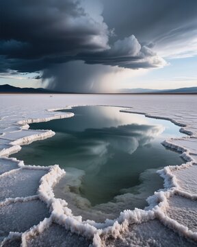 dry lake bed salt crystals