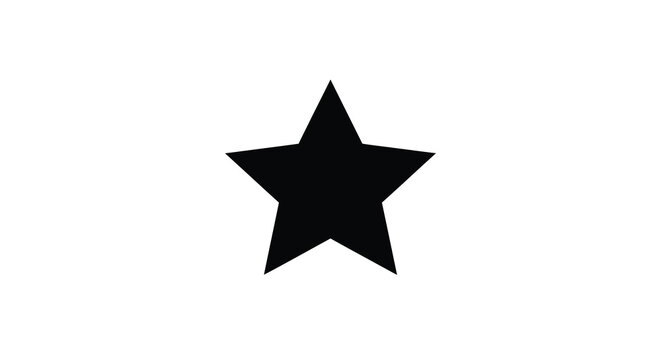 Black five pointed star silhouette against a white background