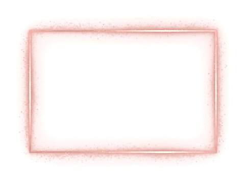 Rose gold glitter frame outlines a soft rectangle with delicate sparkling dust on a bright backdrop perfect for wedding design in PNG, Transparent and Black Background Versions