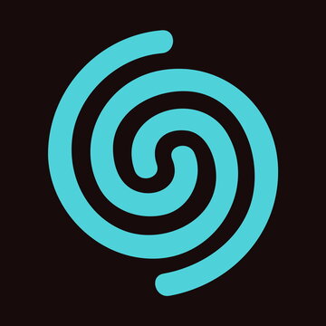 Cyan Cyclone Typhoon Symbol Vector Illustration on Black Background