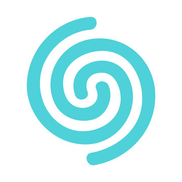 Cyan Cyclone Typhoon Symbol Vector Illustration on Black Background