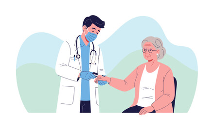 Fototapeta premium Medical Professional Examining Senior Patient For Treatment And Health Assessment