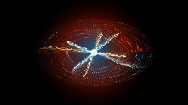 A cinematic motion loop featuring a dual-ring neon pink plasma collider swirling into a central energetic vortex on a dark background. Perfect for sci-fi backdrops, tech promos, concert visuals, and s
