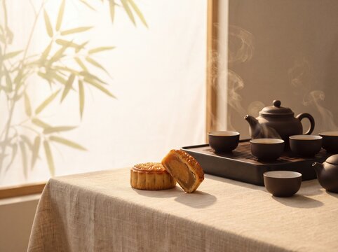 Traditional Chinese Gongfu Tea Set For Contemporary Mid-Autumn Cultural
