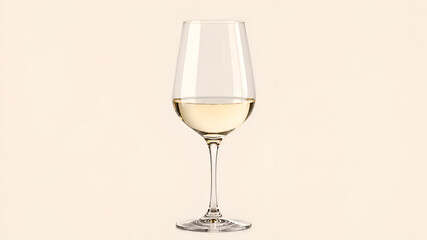 Fototapeta premium Elegant White Wine in Clear Glass on a Soft Cream Background
