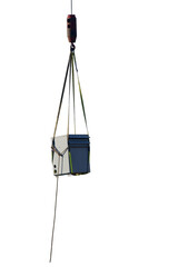 electrical equipment rigged with slings on the hook being lifted by a crane Isolated on transparent background  © Marshall