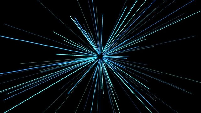 Abstract Warp Tunnel Motion Background with Glowing Neon Light Streaks and Speed Effects