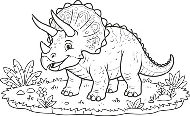  a line art of a triceratops © Tasnuva