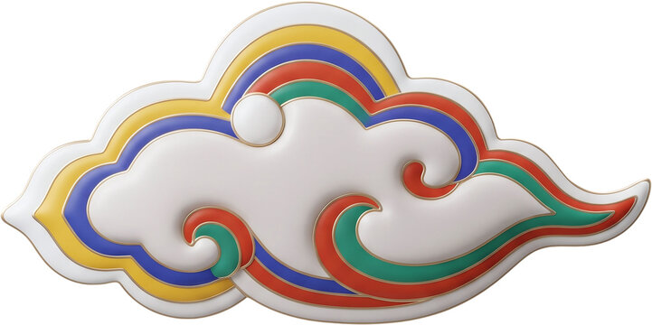 traditional korean dancheong pattern cloud layered 3d cutout