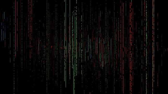 Cyber Glitch Stream: Abstract Digital Data Flow Background with Colorful Vertical Lines