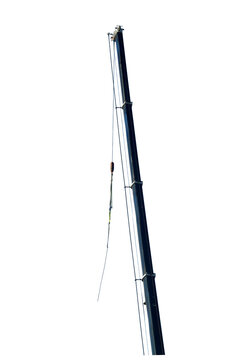 the boom of a crane with slings and shackles on the hook Isolated on transparent background 