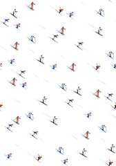 Seamless pattern with skiers on a white background, isolated on white background © Creativezone