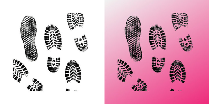 Grunge Shoe Print Pattern Set isolated on transparent background