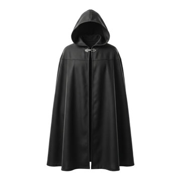 Black cloak with hood and metal clasp