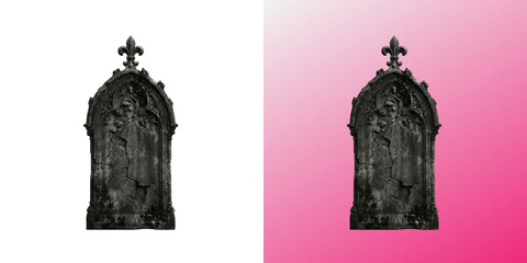 Ancient Gothic Stone Tombstone Isolated isolated on transparent background © Design Helbox