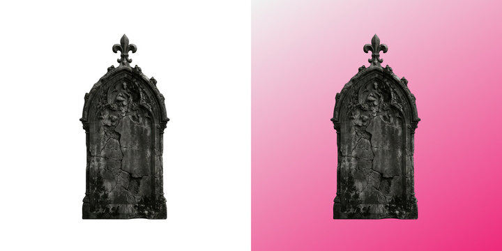 Ancient Gothic Stone Tombstone Isolated isolated on transparent background