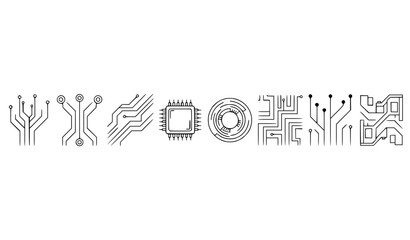 Obraz premium Futuristic Circuit Line Technology Vector Pattern on White Background