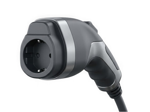 electric vehicle type 1 j1772 charging plug connector isolated on transparent background