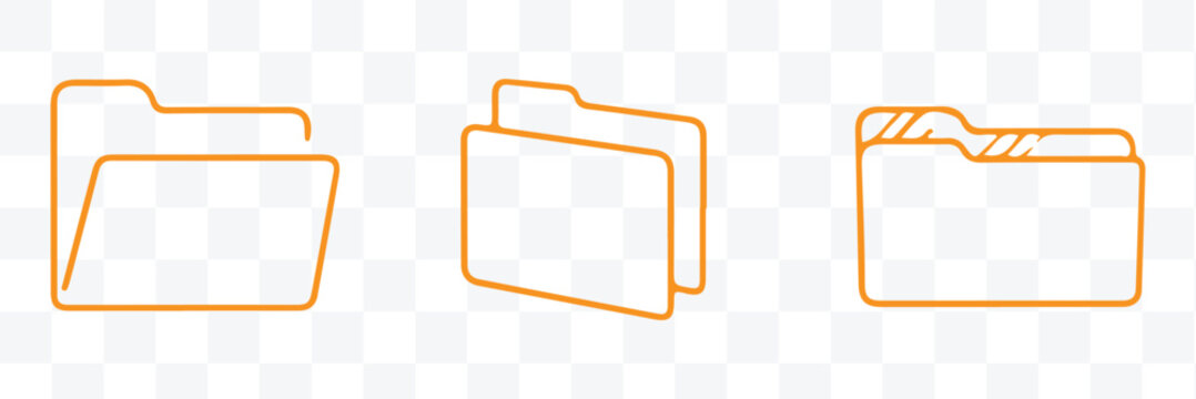 File folders icons set. Data file folders. Set of icon folder computer file. File folder vector icons. Office folder icon with documents.
