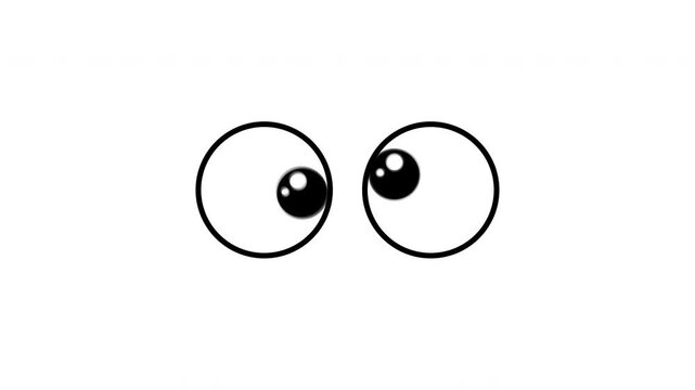 Animation of expressive cartoon googly eyes moving and looking around