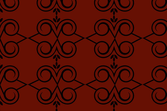 Seamless dark red ornamental swirl pattern