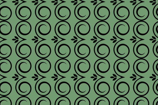 Seamless sage green floral swirl pattern