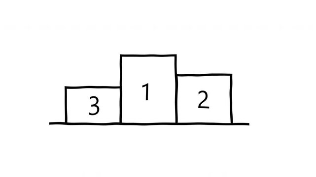 Minimalist winner podium drawing (animation) sequence steps