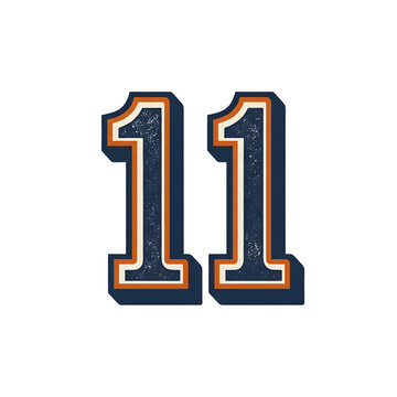 Vintage Sports Style Number Eleven Illustration