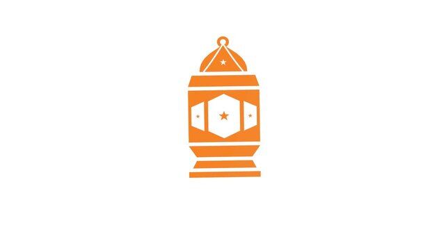Animated Orange Ramadan Fanous Lantern Icon with Star Detail on White Background for Islamic Holidays and Eid Mubarak